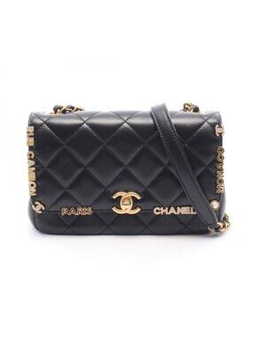 Chanel Shoulder Bag Mini Flap Quilted Black Leather Small Chain